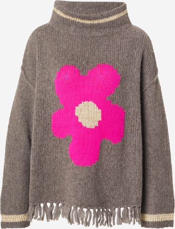 Pulover 'NEONFLOWER' de la Grace pe gri: față