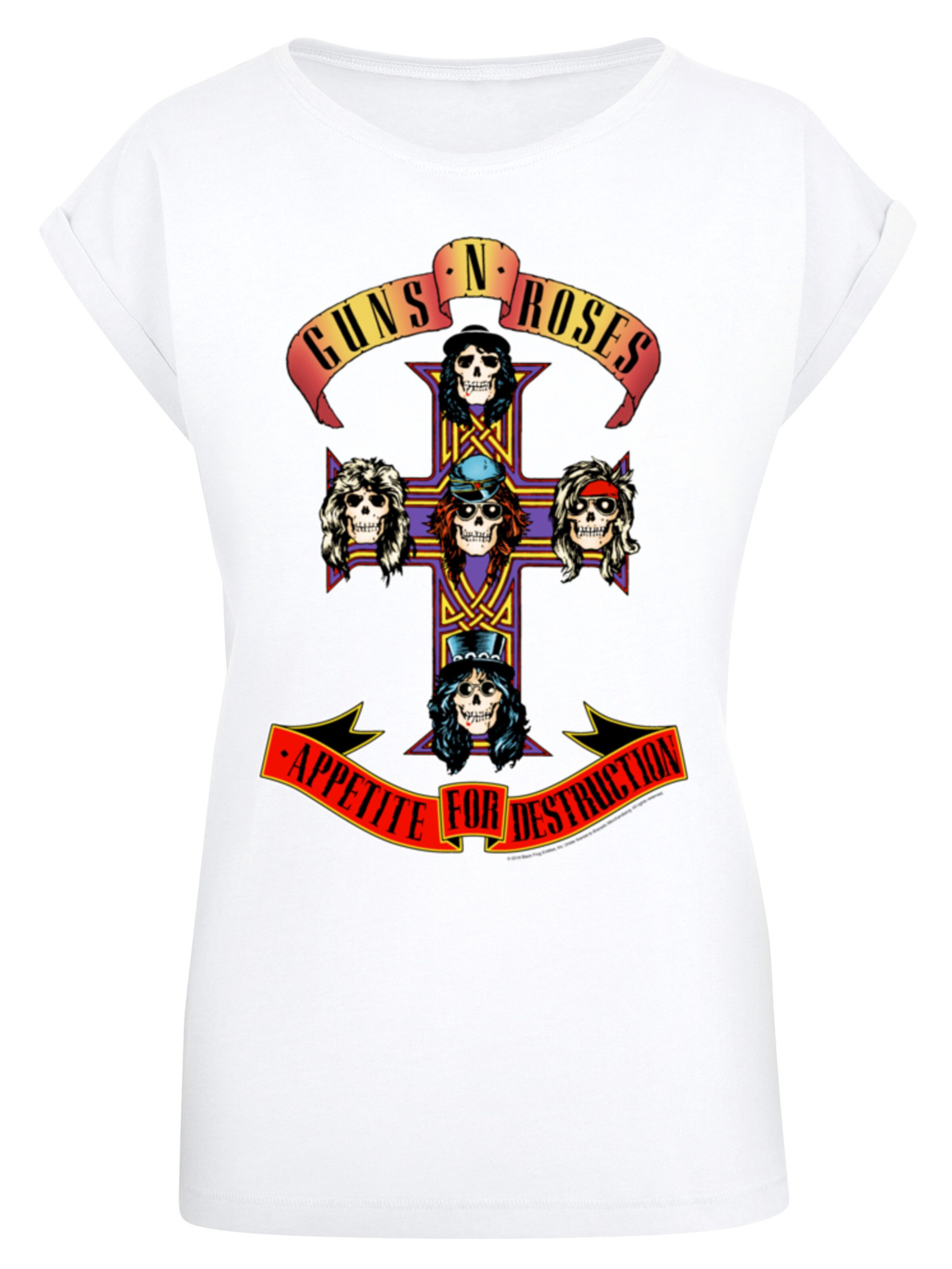 T-shirt 'Guns 'n' Roses' F4NT4STIC en blanc : devant