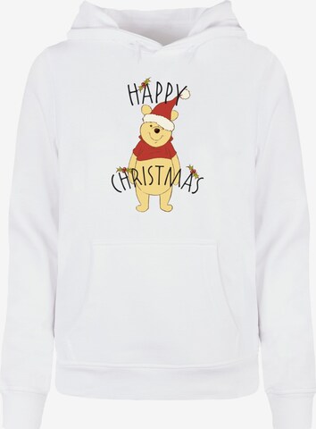 ABSOLUTE CULT Sweatshirt 'Winnie The Pooh - Happy Christmas Holly' in Wit: voorkant