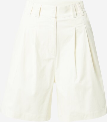 NU-IN Regular Pleat-Front Pants in White: front