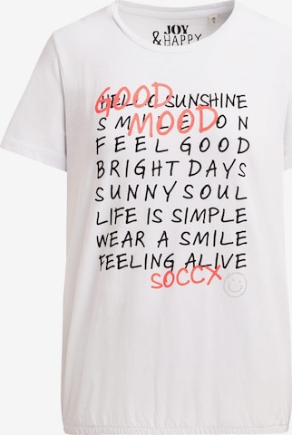 Soccx T-Shirt mit Wording Print und Elastiksaum in Weiß: Vorderseite