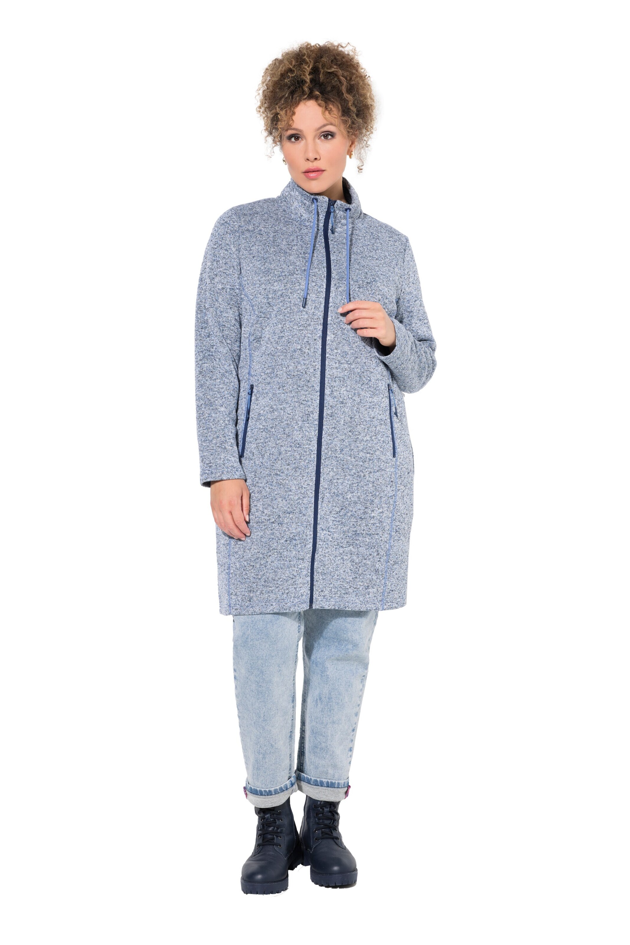 Ulla Popken Sweatjacke in Blau: Vorderseite