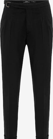 AntiochTapered Hlače s naborima - crna boja: prednji dio