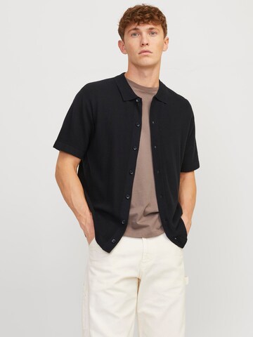 JACK & JONES Πλεκτή ζακέτα 'FARO SODRA' σε μαύρο: μπροστά