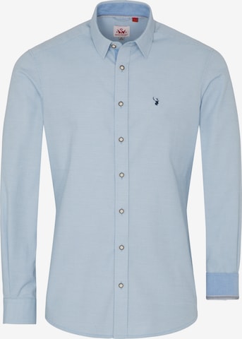 SPIETH & WENSKY Traditional Button Up Shirt in Blue: front