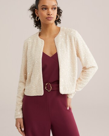 WE Fashion - Sudadera con cremallera en beige