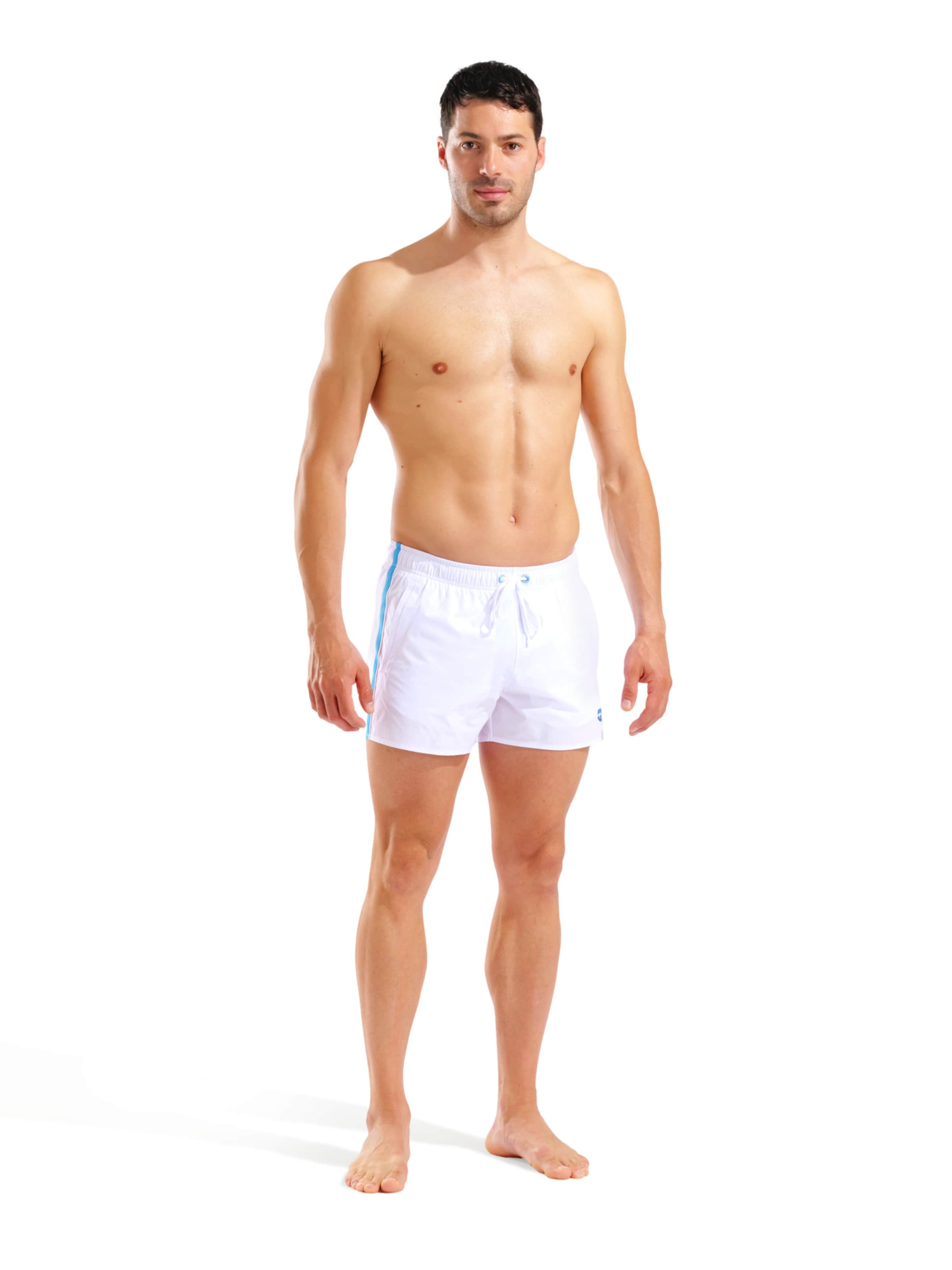 ARENA - Calções de banho 'SIDE TAPES BEACH X-SHORT' em branco