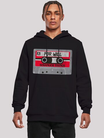 F4NT4STIC Sweatshirt 'Stranger Things Cassette For Will Netflix TV Series' in Black: front