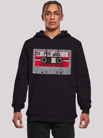 F4NT4STIC Sweatshirt 'Stranger Things Cassette For Will Netflix TV Series' in Black: front