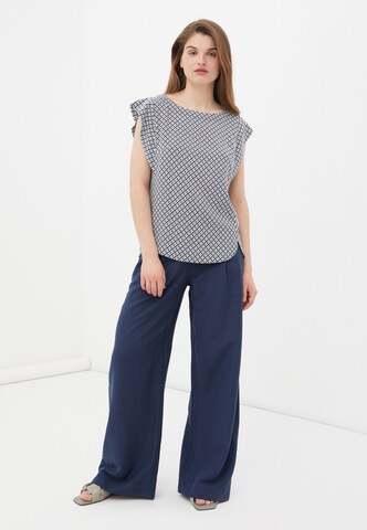 Finn Flare Sommerbluse 'Print' in Blau