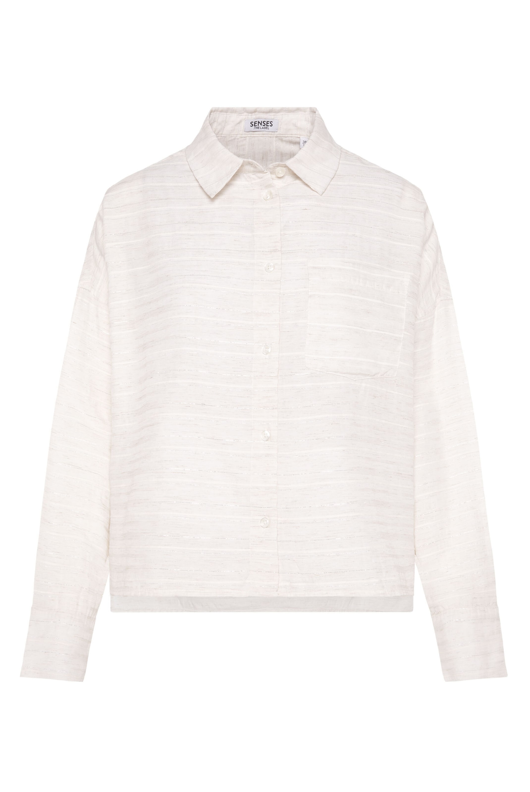 SENSES.THE LABEL Boxy-Bluse BER:RY mit Web- und Lurexfäden in Weiß: Vorderseite