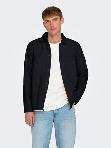 Only & Sons Comfort Fit Övergångsjacka 'ONSLEDGER' i svart: framsida