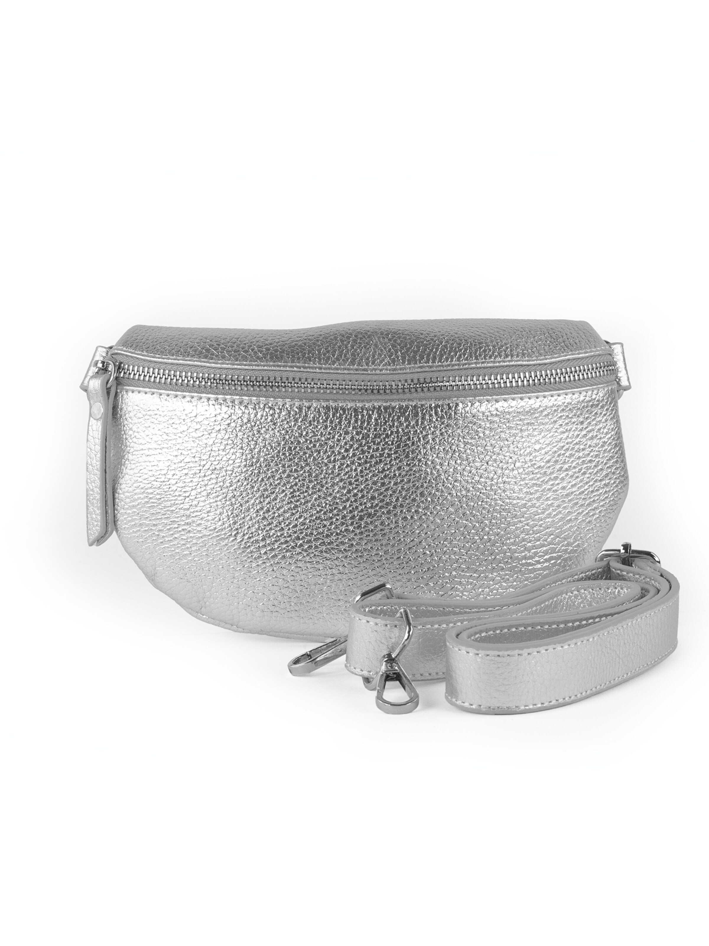 lePelou Gürteltasche 'MICA medium'‌‌‌‌‌‌ in Silber: Vorderseite