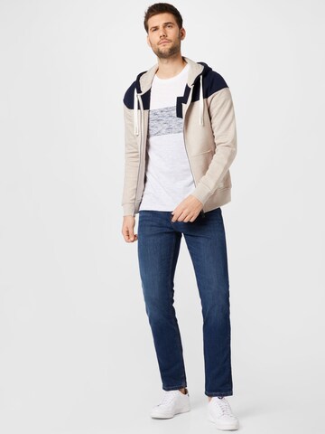 TOM TAILOR Regular fit Zip-Up Hoodie in Beige