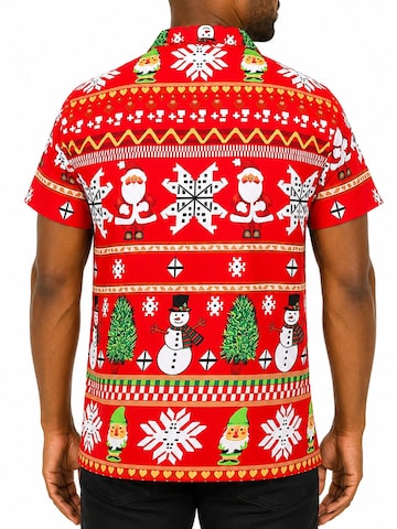 Regular fit Camicia 'Christmas Rows' di King Kameha in rosso
