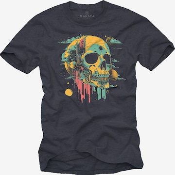 MAKAYA Shirt 'Head Shot Skull' in Grey: front