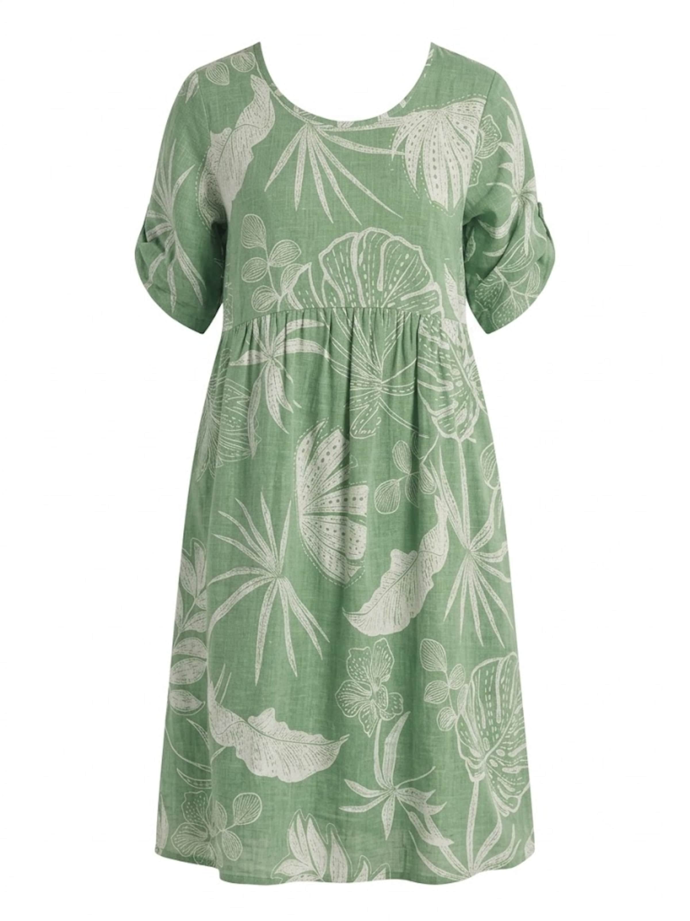 Apricot Palm Print Cocoon Dress ' ' in Grün: Vorderseite