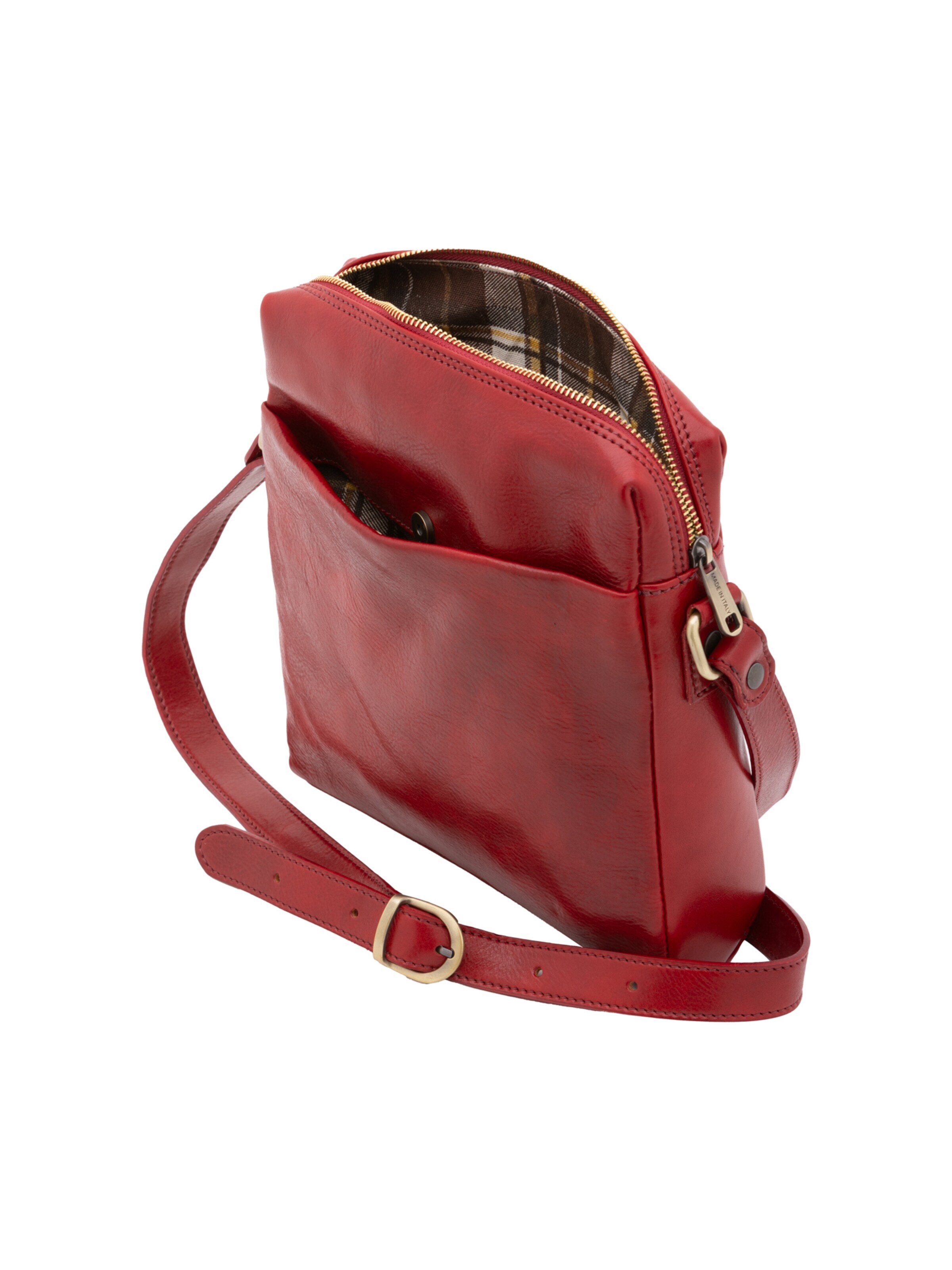 Borsa a tracolla 'Borsa a tracolla uomo vera pelle vacchetta con zip - Made in Italy' di I Fratelli in rosso