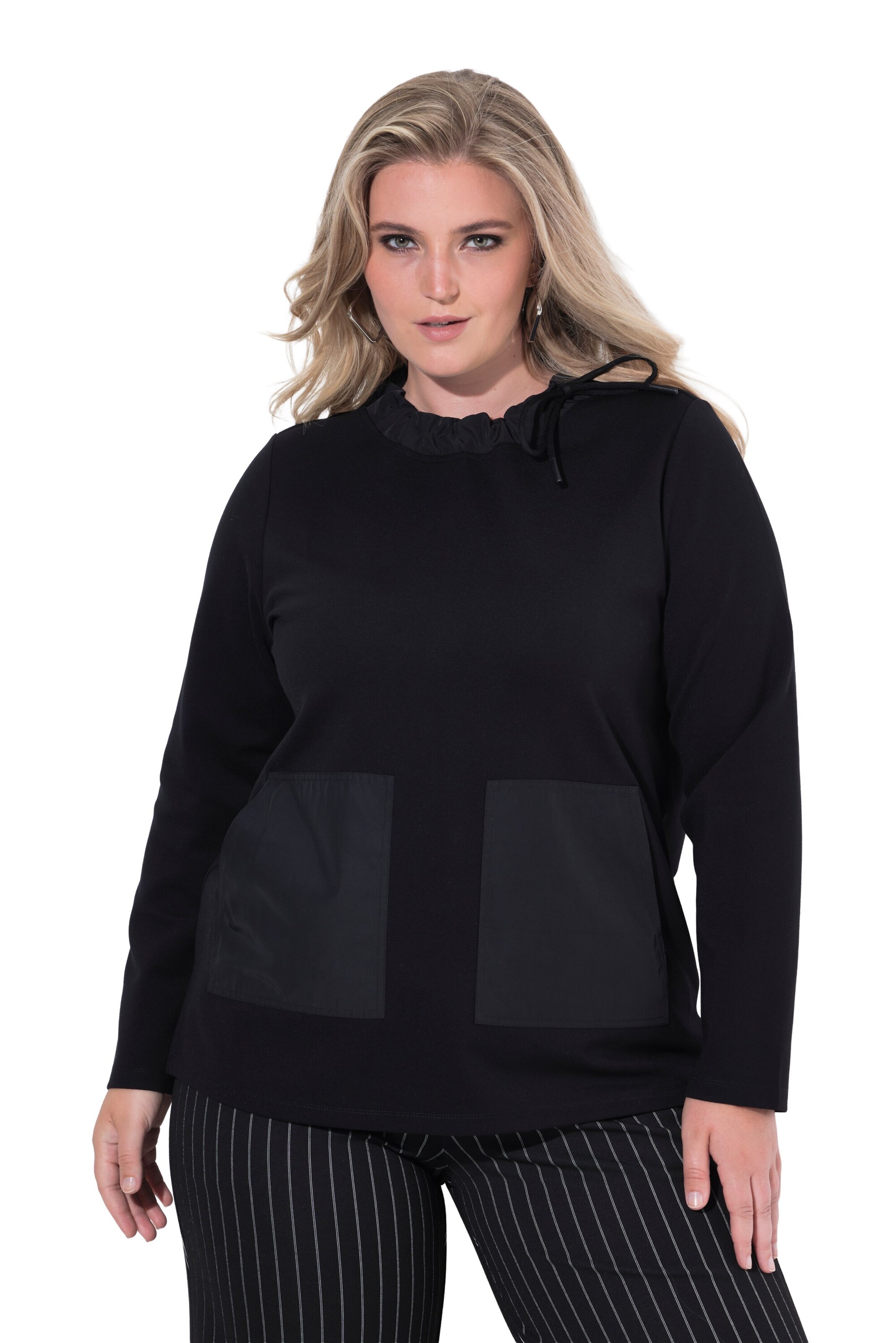 Ulla Popken Sweatshirt in Schwarz: Vorderseite