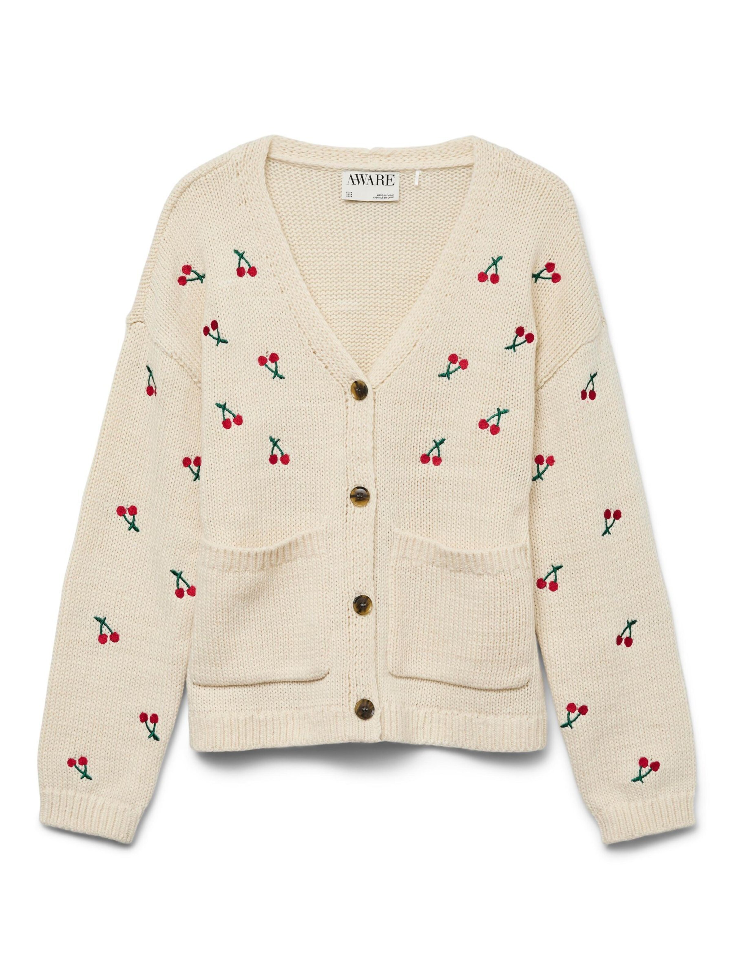 VERO MODA Knit Cardigan 'AWVALLEY' in Beige: front