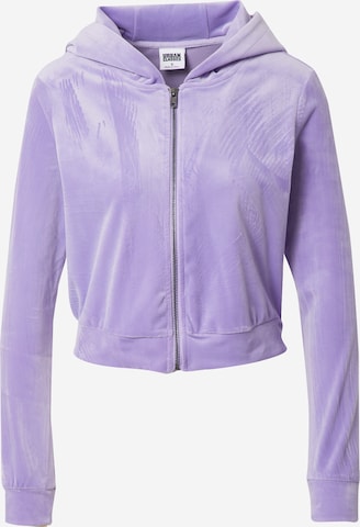 Urban Classics Zip-Up Hoodie in Purple: front