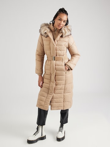 River Island Wintermantel in Bruin: voorkant