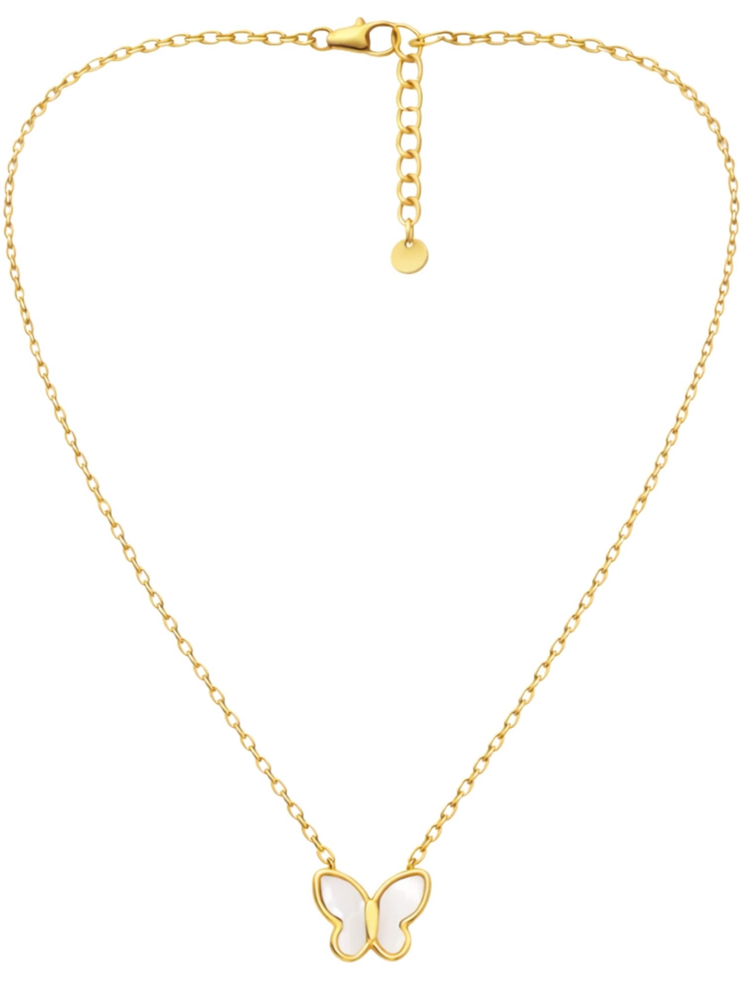 BS Schmuckdesign Necklace 'White Butterfly' in White: front