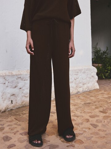 Wide Leg Pantalon Next en marron : devant