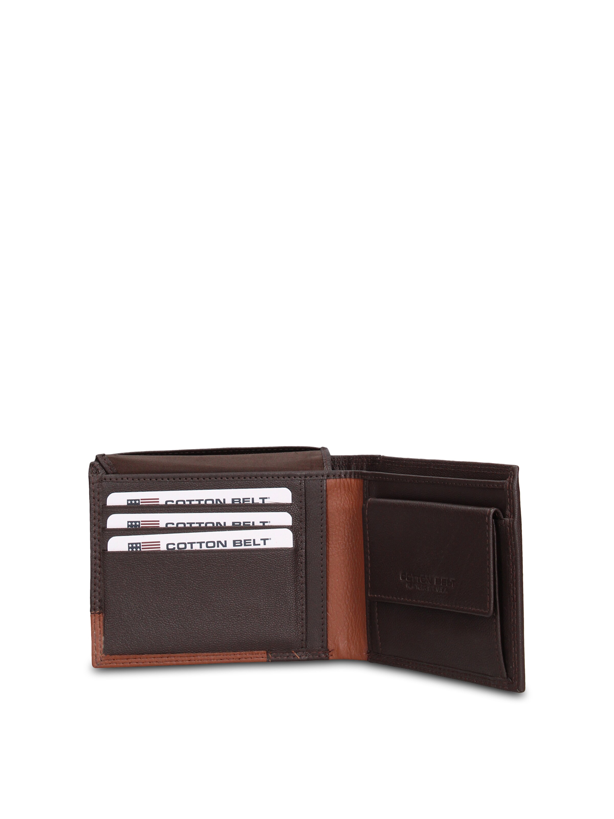 Portamonete 'Portafoglio Uomo Vera Pelle Bicolore Cotton Belt - Compatto e Elegante' di cotton belt in marrone