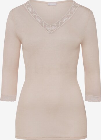 Hanro Onderhemd ' Woolen Lace ' in Beige: voorkant