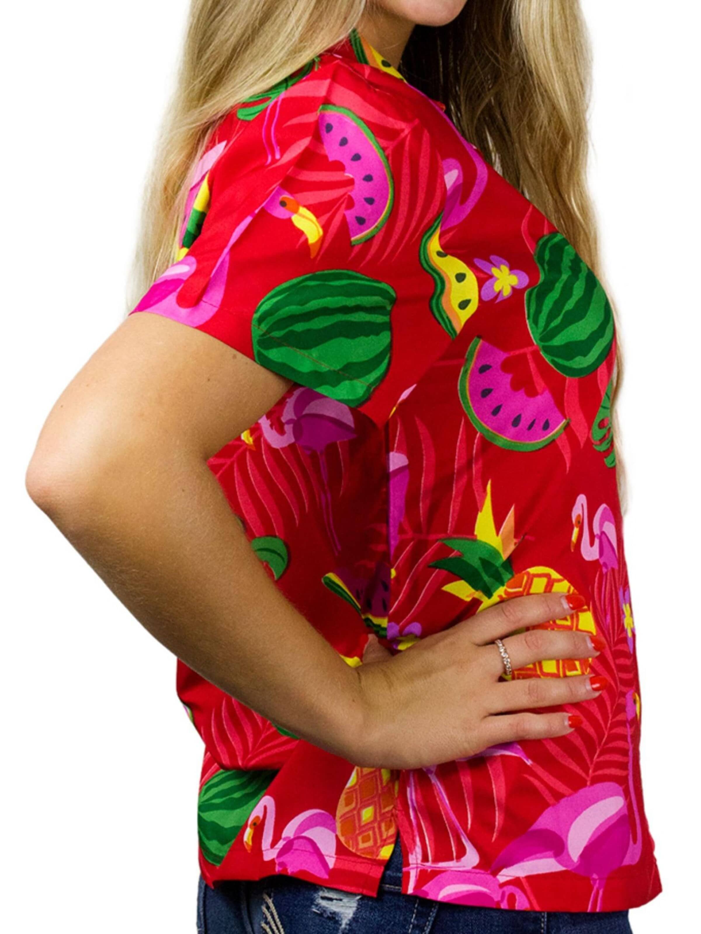 Chemisier 'Flamingo Melone' King Kameha en rouge