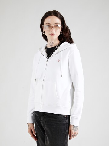 GUESS JEANS Zip-Up Hoodie in White: front
