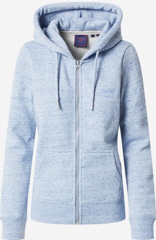 Superdry - Sudadera con cremallera en azul: frente