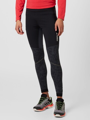 ADIDAS TERREX Skinny Sportbroek 'Agravic' in Grijs: voorkant