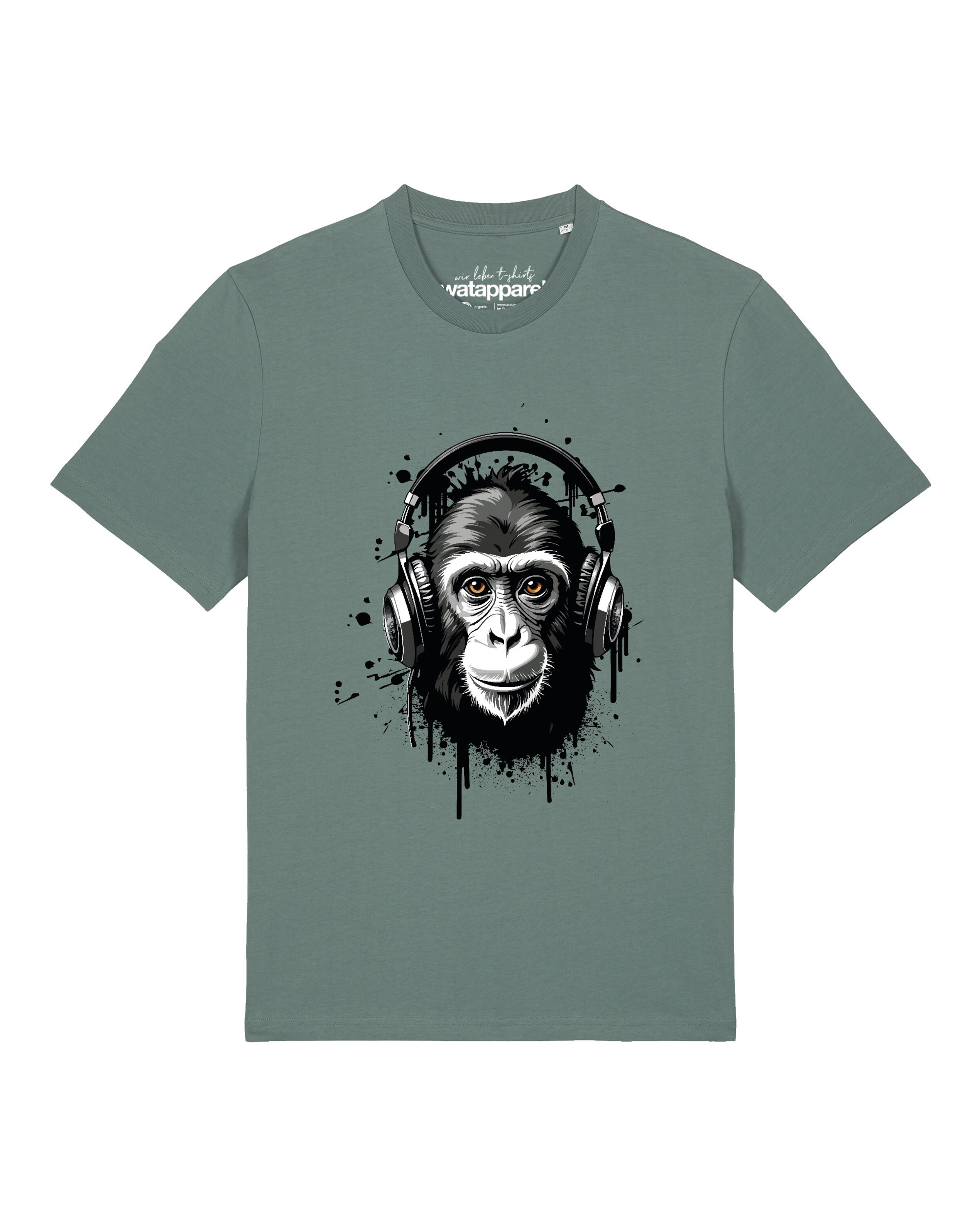 T-Shirt 'Affe hört Musik' Watapparel en vert : devant