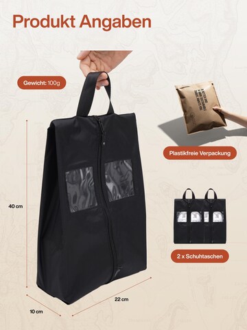 TRAVEL DUDE Matkakassi 'Schuhtaschen Set 2 Teilig aus recycelten Plastikflaschen, Schuhbeutel Organizer' värissä musta