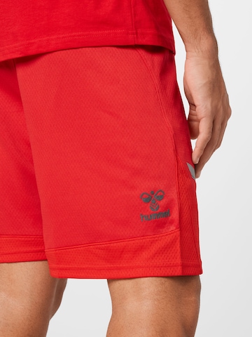 Hummel Regular Workout Pants 'Lead Poly' in Red