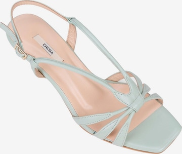 Desa Strap sandal 'DESA Damen-Sandalen aus Leder mit Knöchelriemen und Absatz' in Green: front