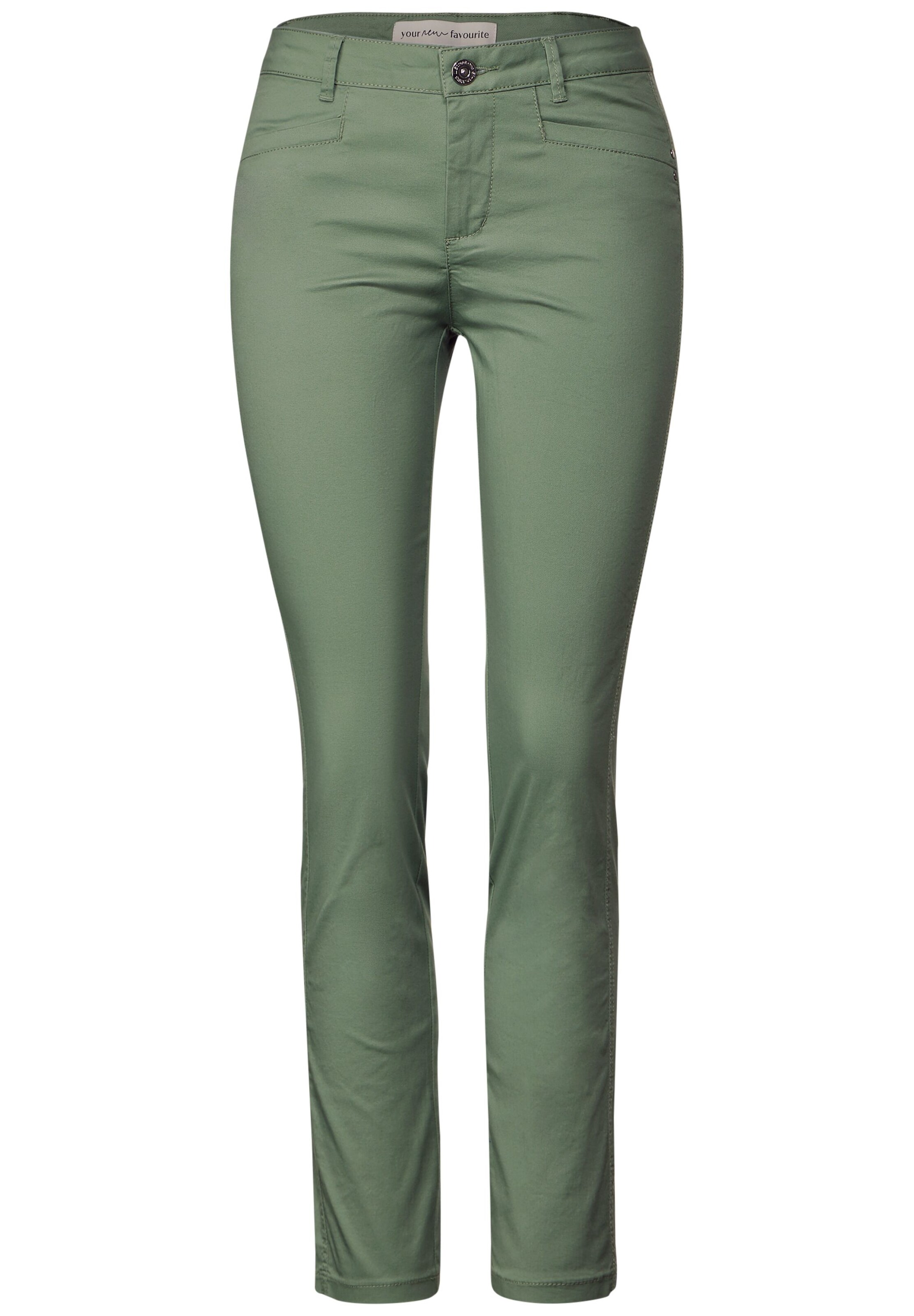 STREET ONE Slim fit Pants in Green: front