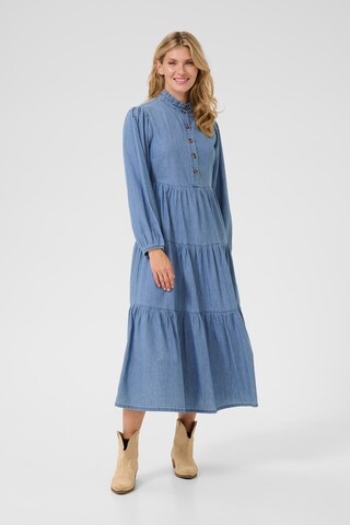 Cream Dress in Blue: front