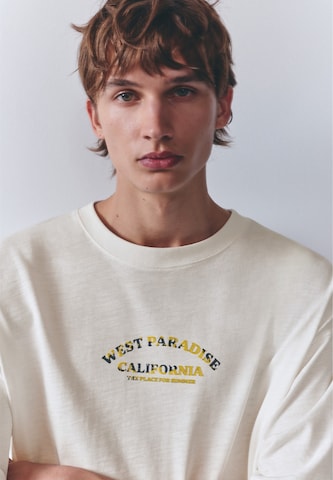 T-Shirt 'WEST PARADISE' Pull&Bear en blanc