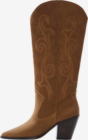 MANGO Cowboy Boots in Brown: front