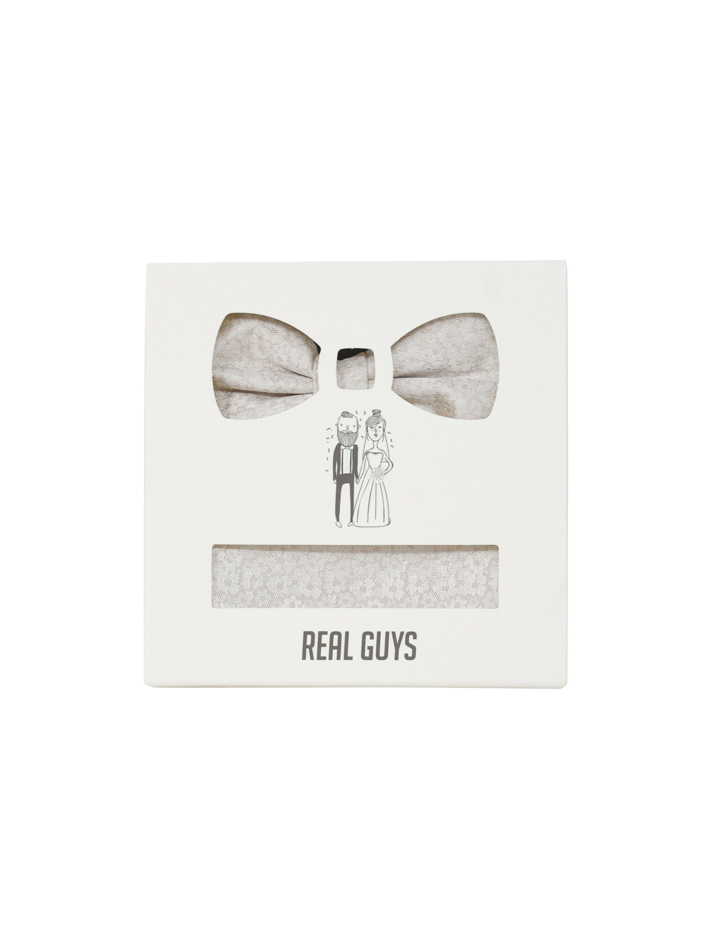 Real Guys Set: Fliege und Einstecktuch in Beige