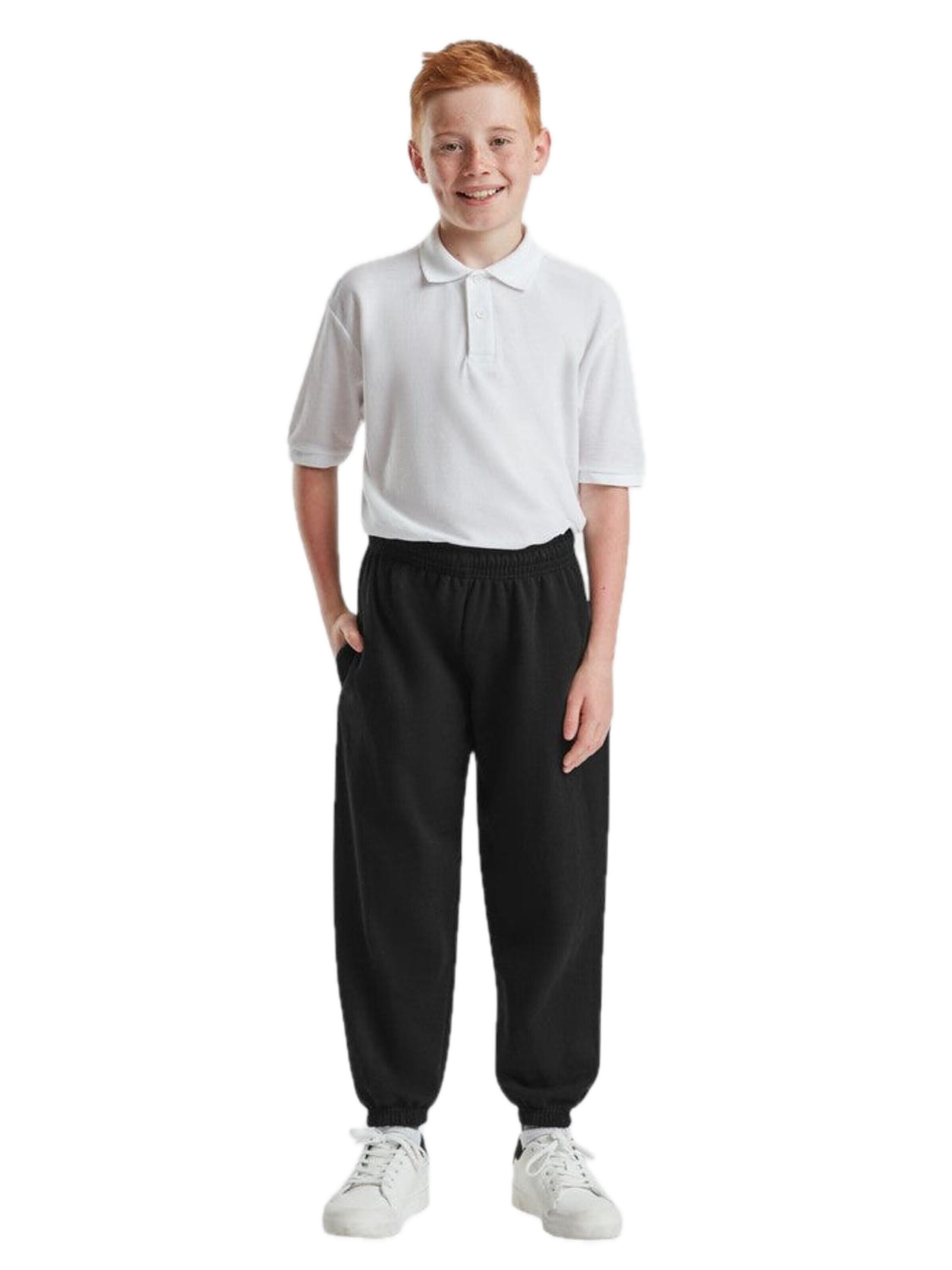 FRUIT OF THE LOOM Regular Broek 'Sweatpants with cuffs for kids' in Zwart