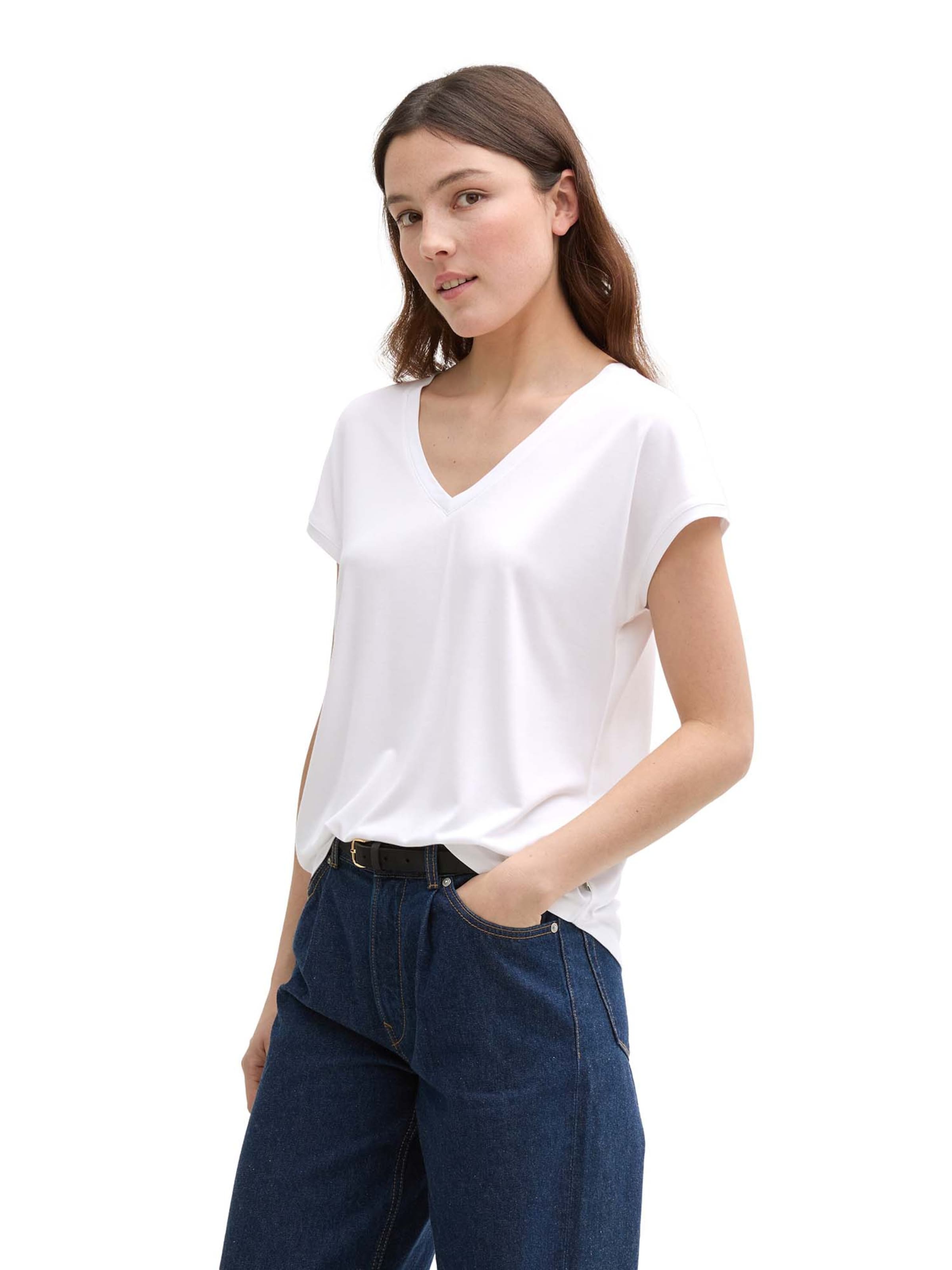 TOM TAILOR DENIM Shirt in Wit: voorkant