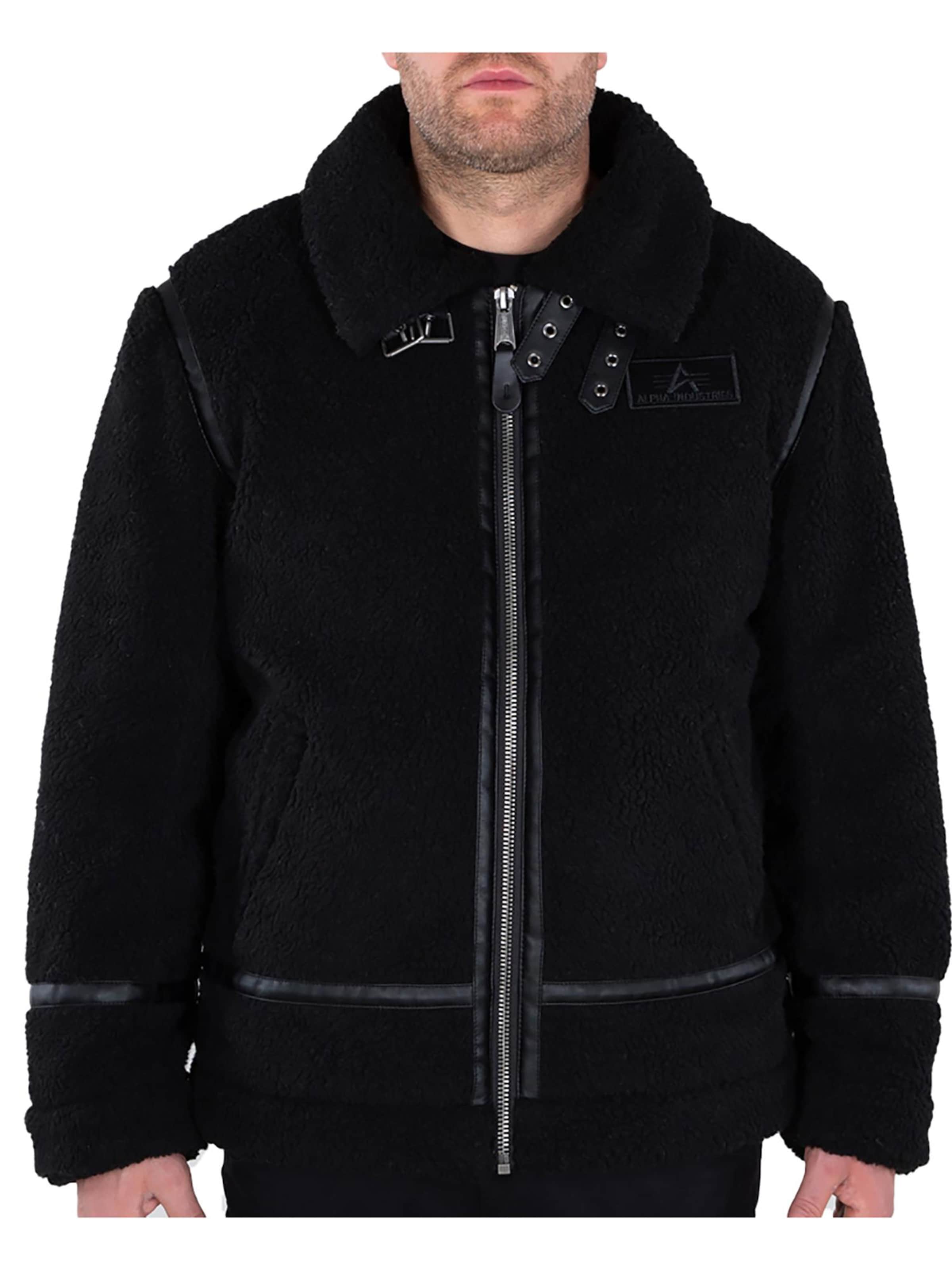 ALPHA INDUSTRIES Übergangsjacke 'B3 Teddy'‌‌‌ in Schwarz: Vorderseite