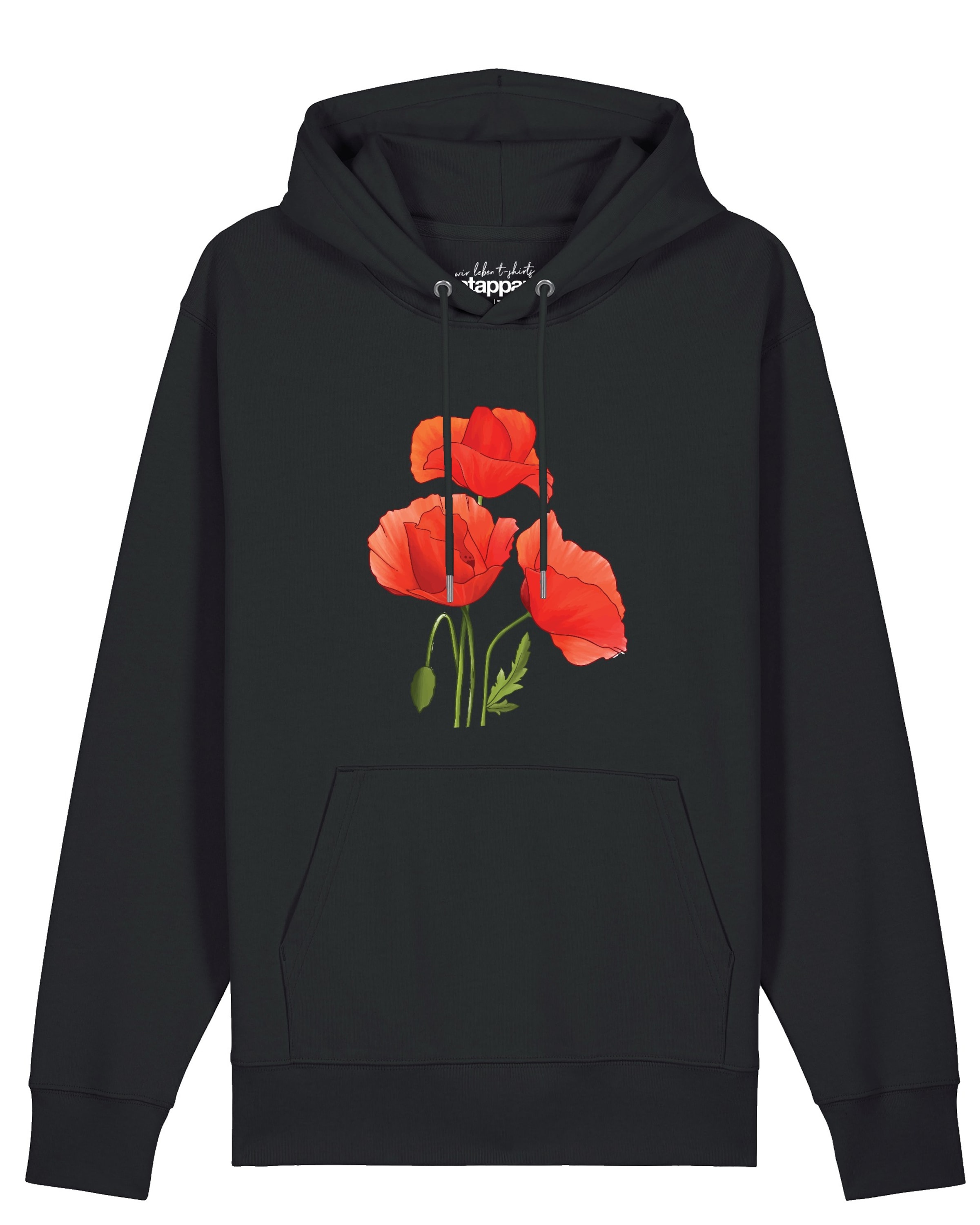 Sweat-shirt ' Poppy Flowers ' Watapparel en noir : devant