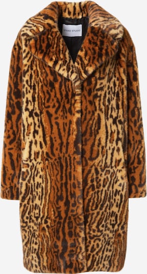 Žieminis paltas iš STAND STUDIO, spalva – ruda (konjako) / kapučino spalva / juoda, Prekių apžvalga