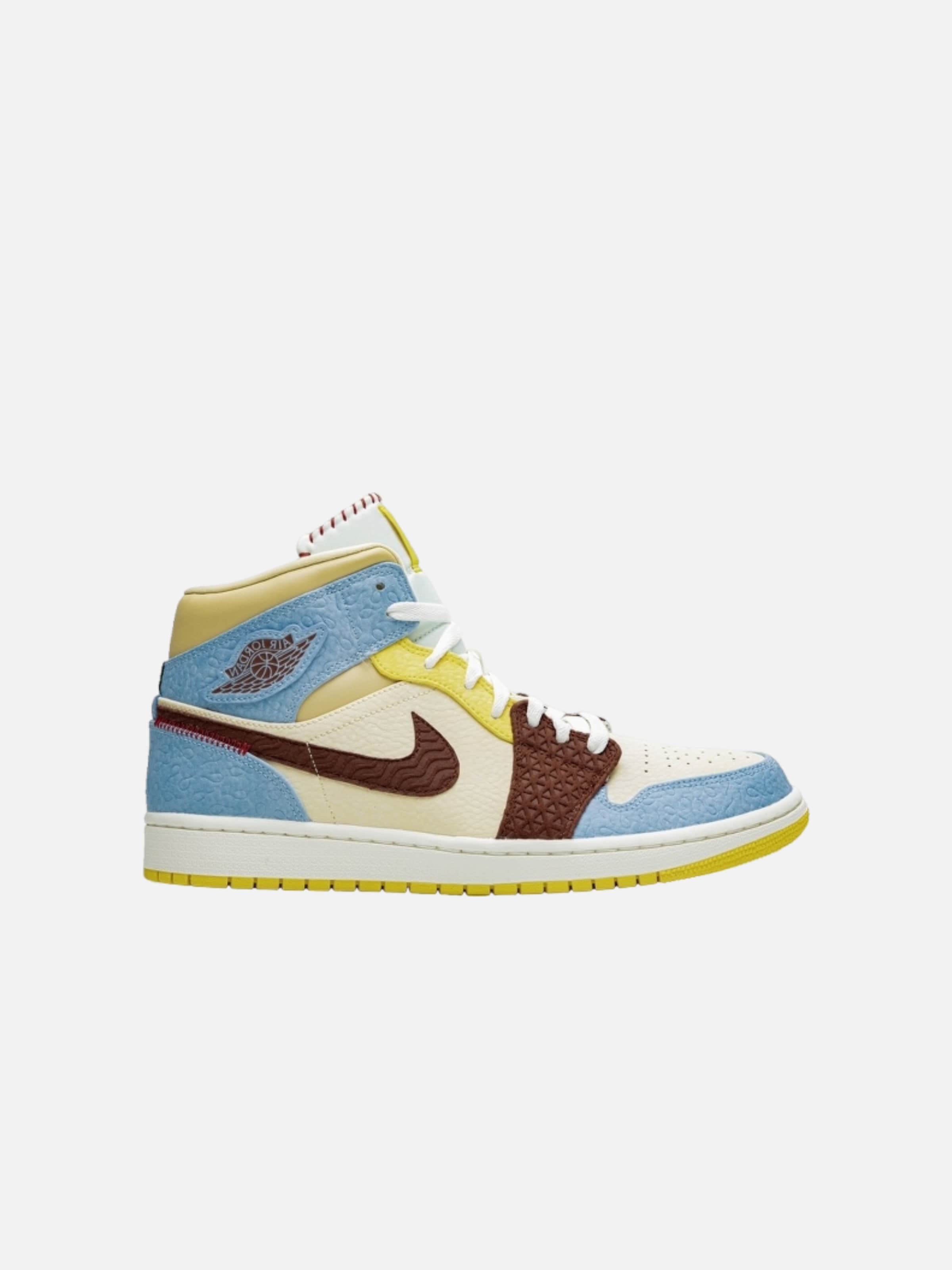 Sneaker alta 'Air 1 Mid Fearless Maison Château' di Jordan in giallo: frontale