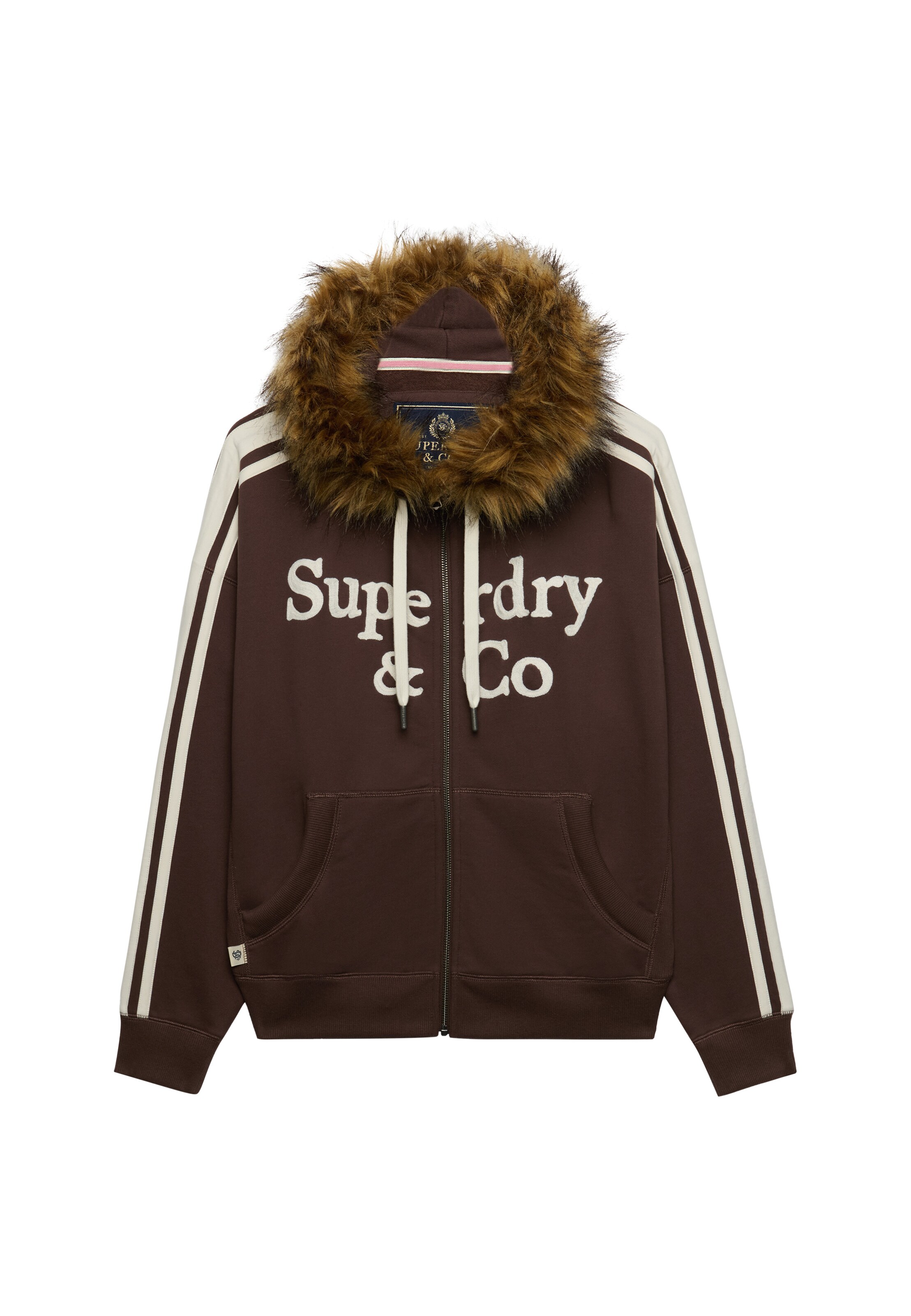 Superdry & Co Sweatvest in Bruin: voorkant